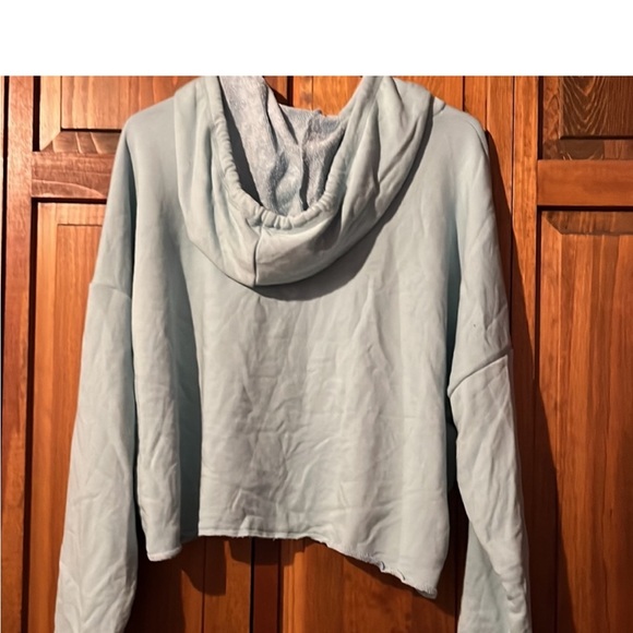 Aerie light teal crop hoodie -size XL - Picture 5 of 5